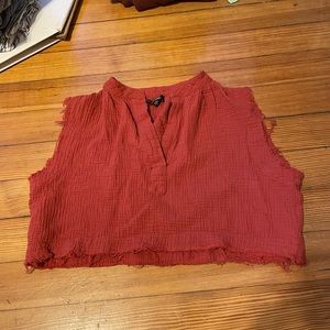Lulu’s XS Rusty Red Crop Top with Fringe Edge